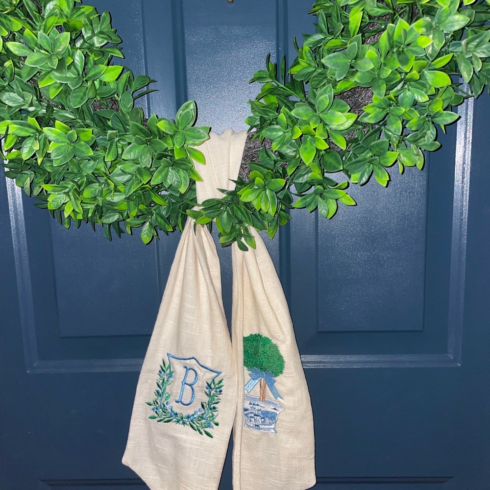 B embroidered wreath sash